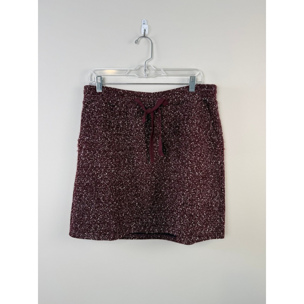 Loft Marled Boucle Knit Burgundy Pull On Mini Skirt Women's Size Medium